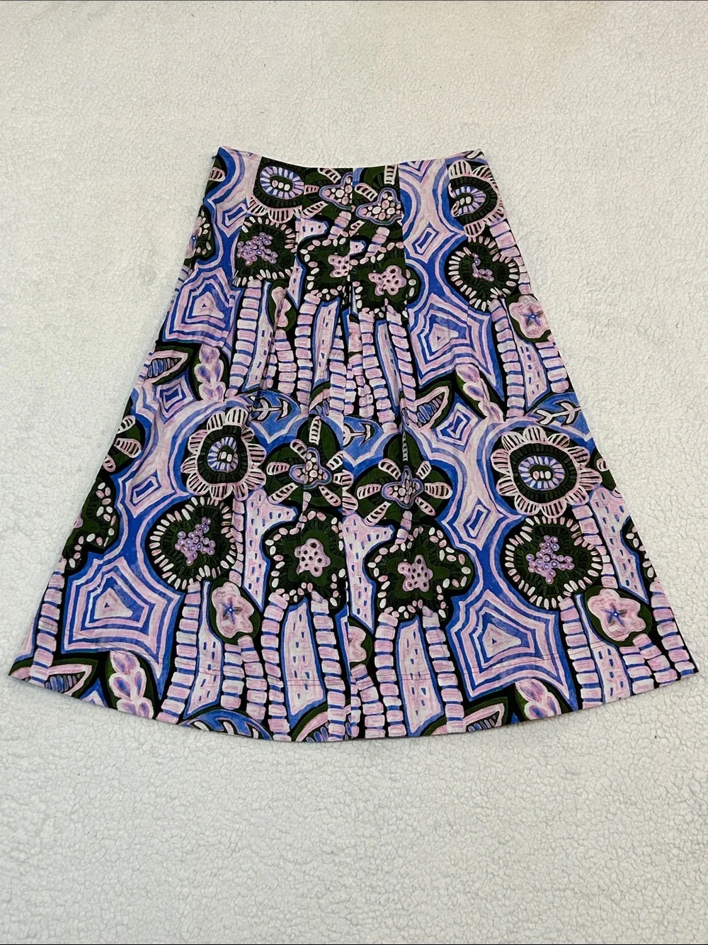 Marie Oliver Gloria Skirt in Hyacinth size 8 Linen Cotton Blend Midi Coastal